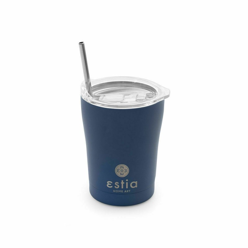 Estia Coffee Mug Save The Aegean Ποτήρι Θερμός με Καλαμάκι 350ml Denim Blue (01-12182)